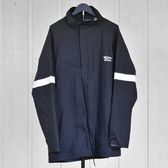 Teknic Motorcycle Rain Jacket Reflective Stripes Black Size XL - Picture 1 of 9